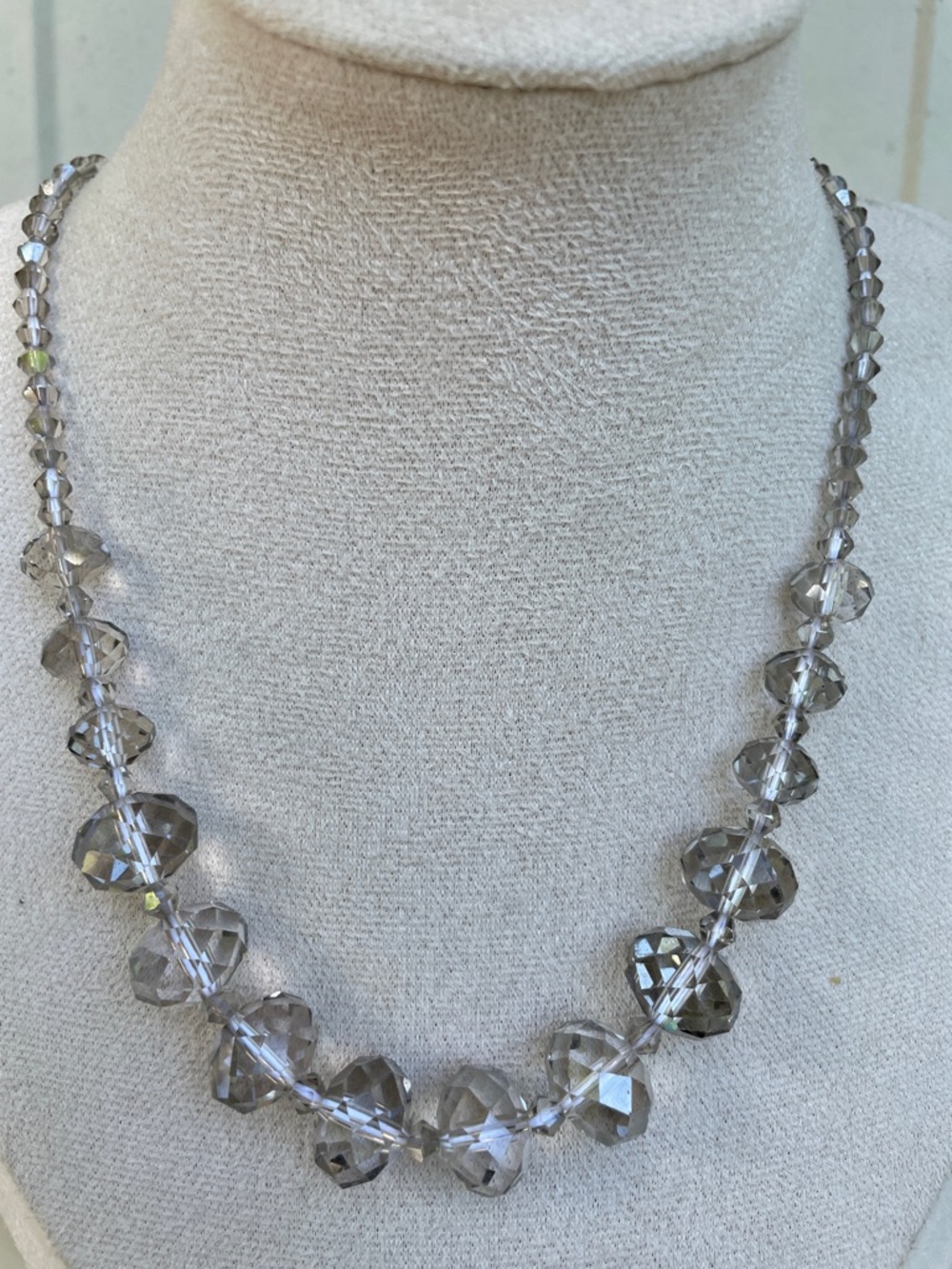 Elegant Gray Faceted Crystal Necklace